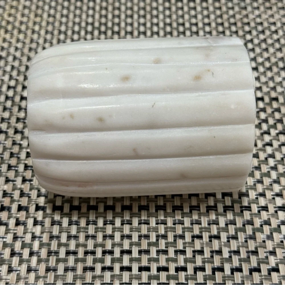 Ribbed Fluted Handcrafted Marble ~ toothbrush holder 4”x2.5”